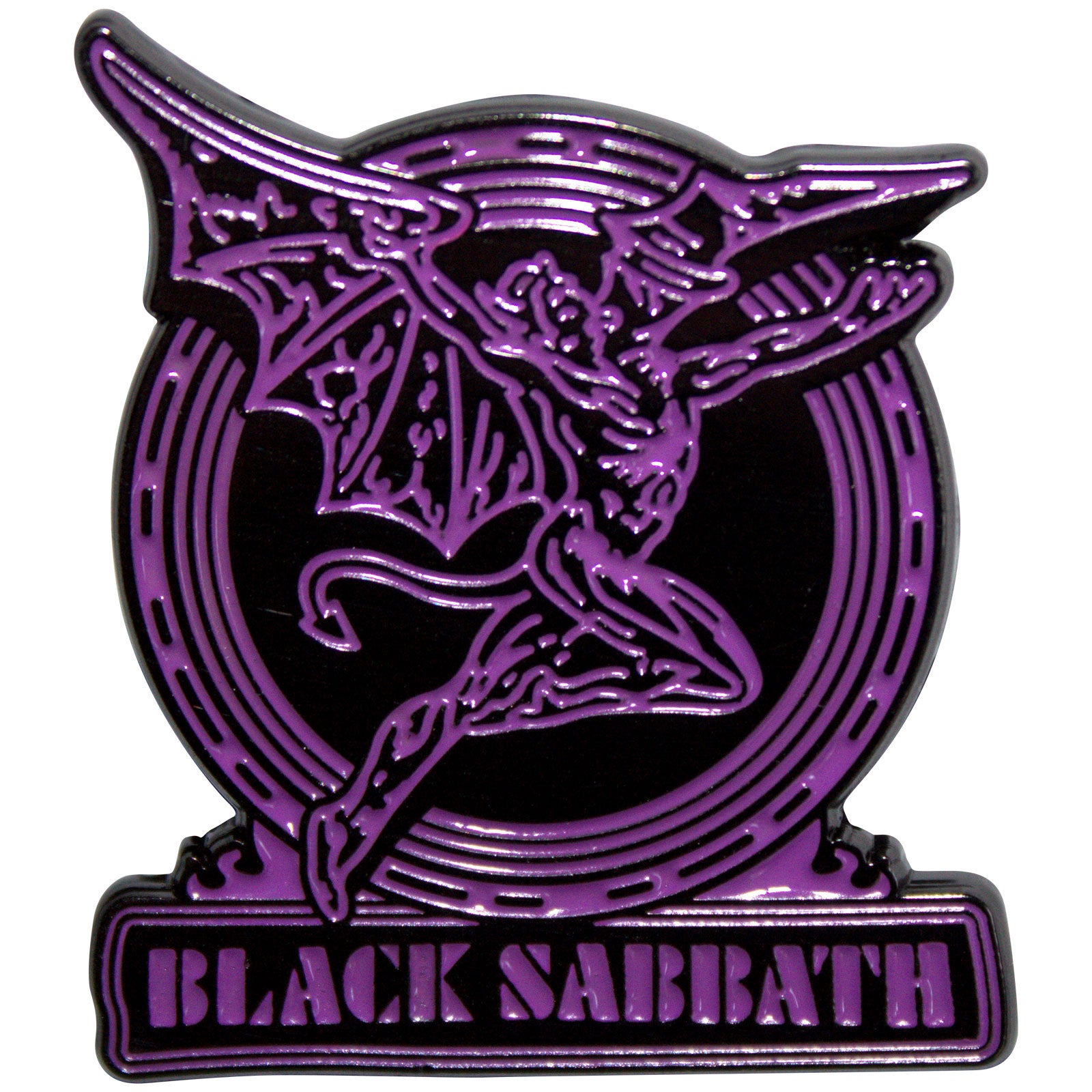 Black Sabbath: Purple Text Logo & Daemon Pin Badge