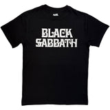 Black Sabbath: Curly Logo Mono T-shirt – officielt merchandise
