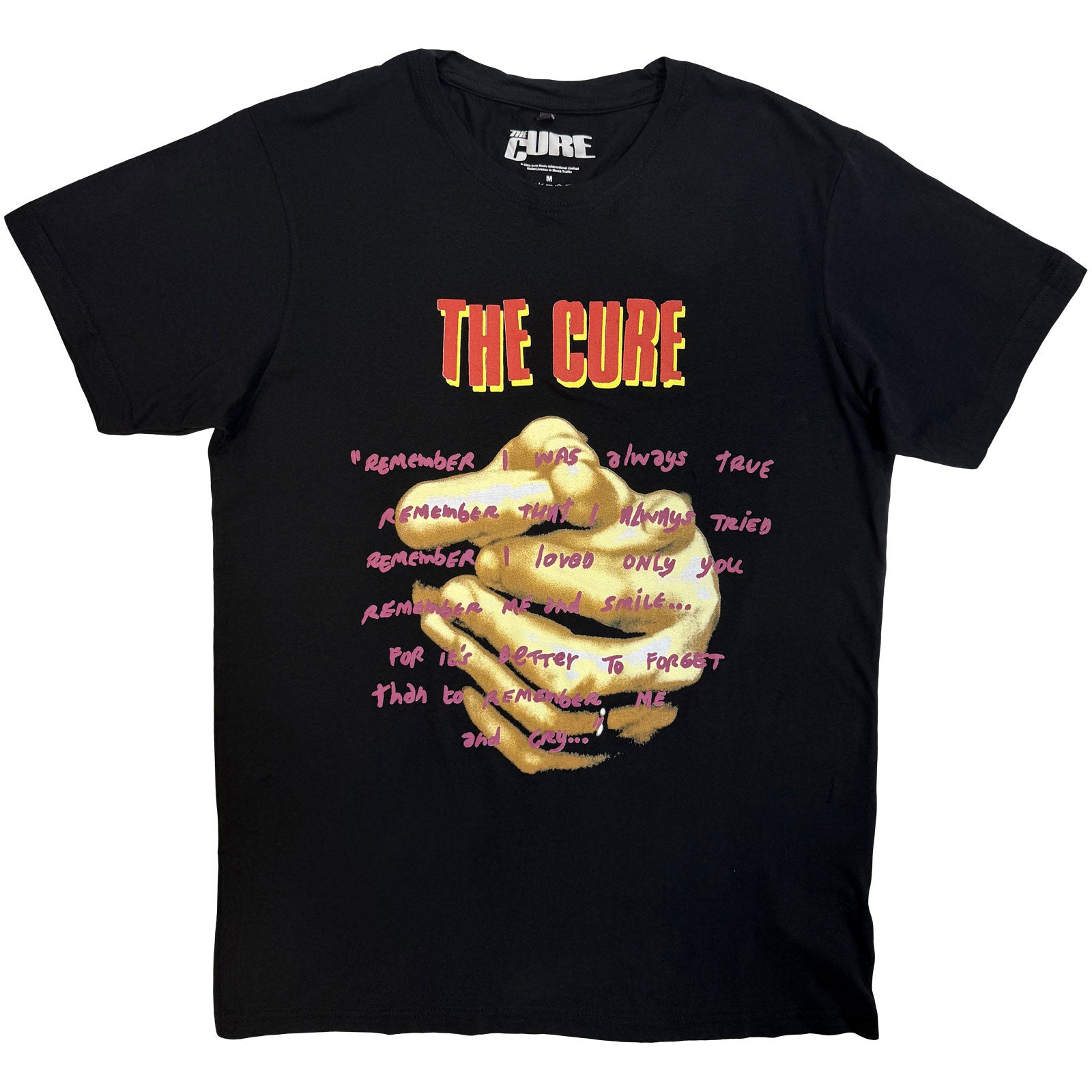 The Cure: Praying Hands Treasure Lyric T-shirt – officielt merchandise