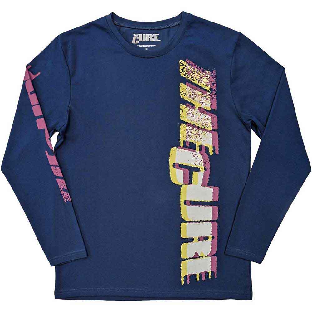 The Cure: Glitched Logo (Denim Blue) (Sleeve Print) Long Sleeve – officielt merchandise