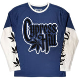 Cypress Hill: Leaf & Logo (Denim Blue & White) (Sleeve Print) Long Sleeve – officielt merchandise