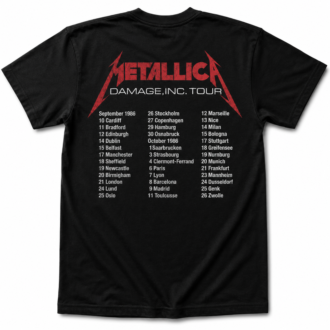 Metallica: Master of Puppets European Tour '86. T-shirt