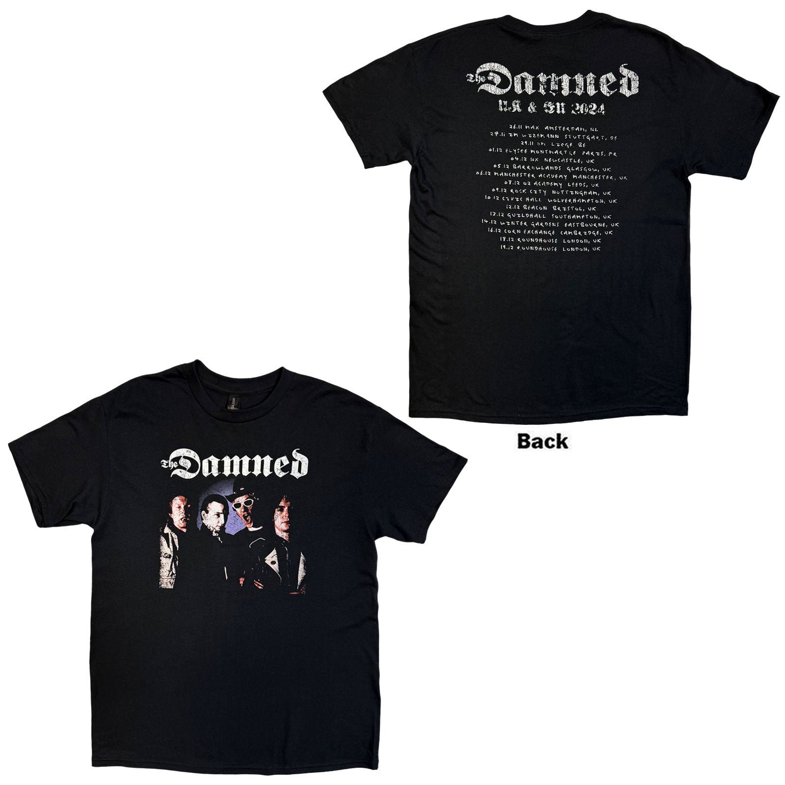 The Damned: Photo UK & EU Tour 24 (Ex - Tour) T-shirt – officielt merchandise