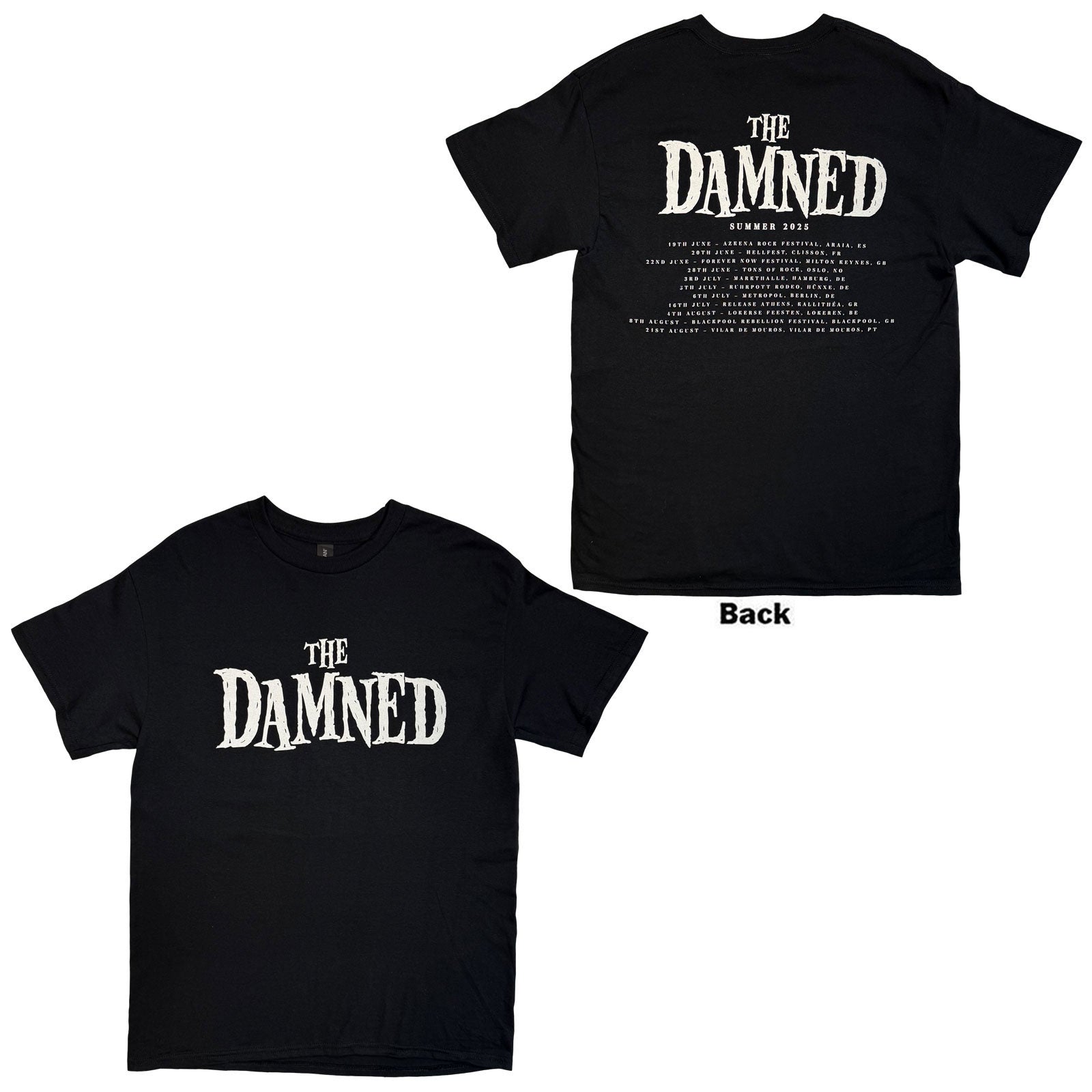 The Damned: Logo EU Tour Summer 25 (Ex - Tour) T-shirt – officielt merchandise
