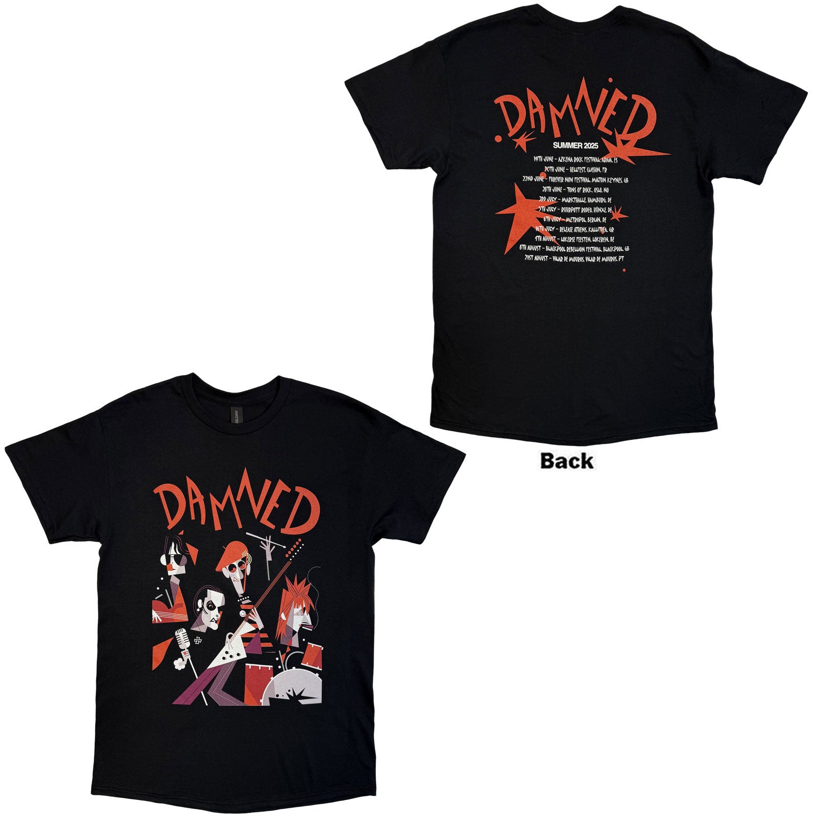 The Damned: Cartoon EU Tour Summer 25 (Ex - Tour) T-shirt – officielt merchandise