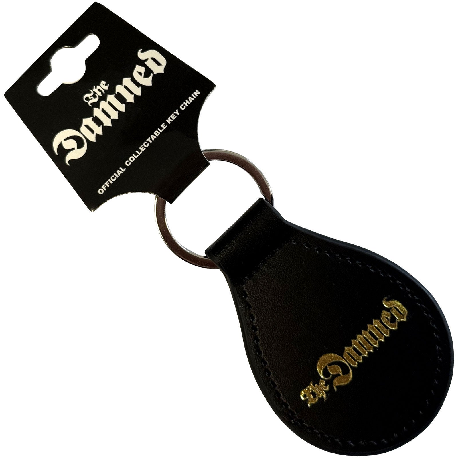 The Damned: Gold Gothic Logo Nøglering – officielt merchandise