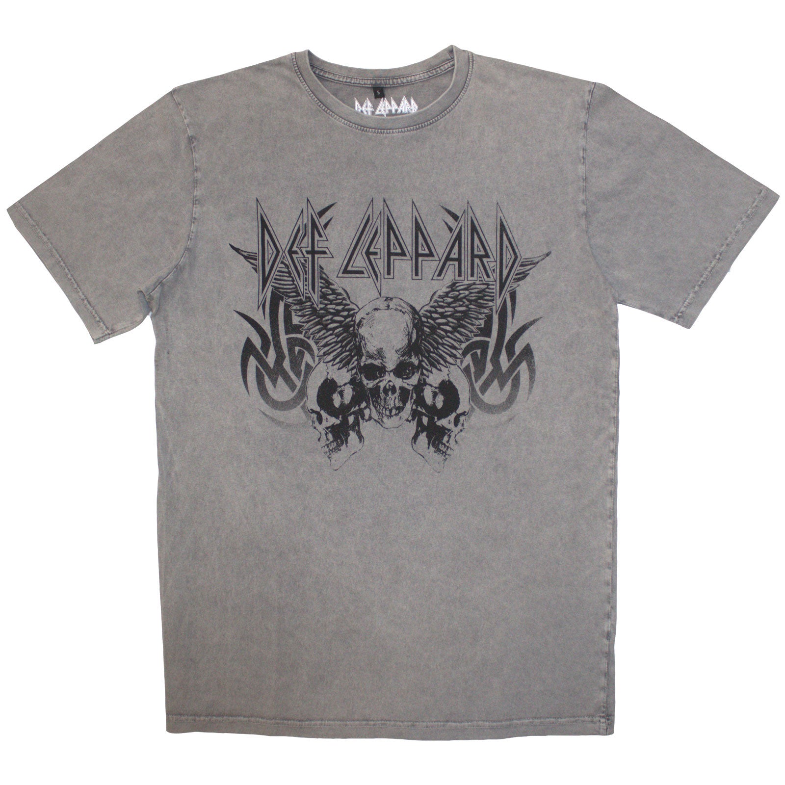 Def Leppard: Tribal Skull Stone Wash T-Shirt (Wash)