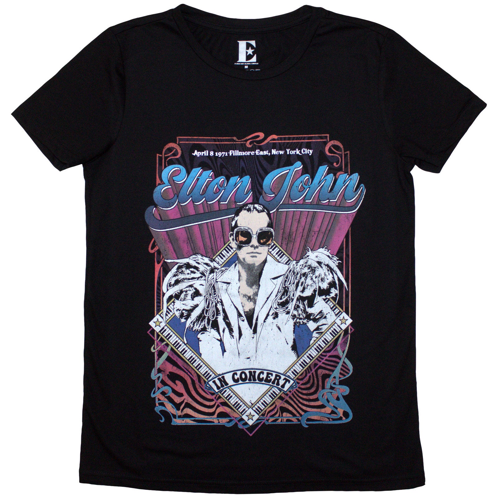 Elton John: Psych Vintage T-Shirt (Kvinder)