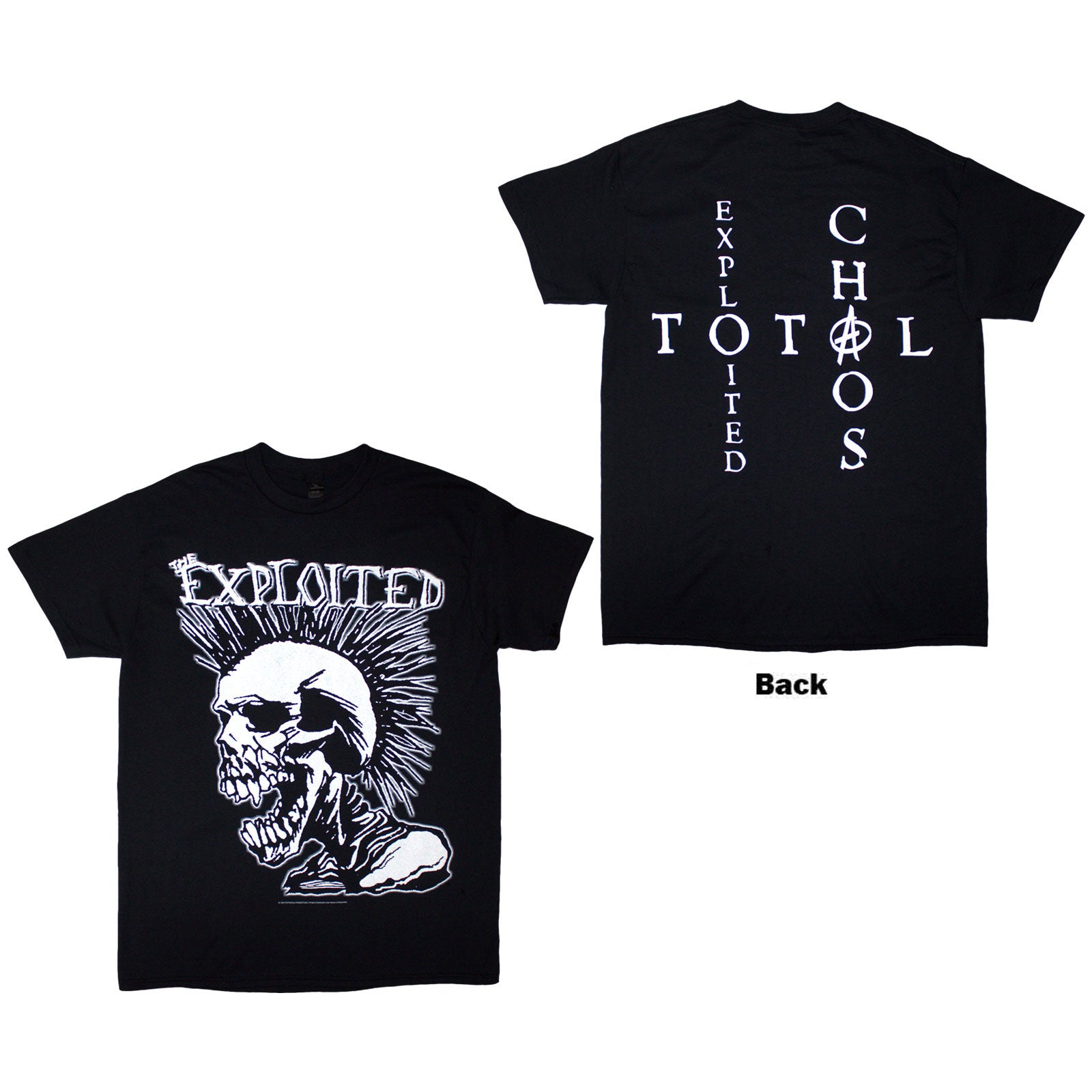 The Exploited: Mohican Skull T-Shirt (Back Print)