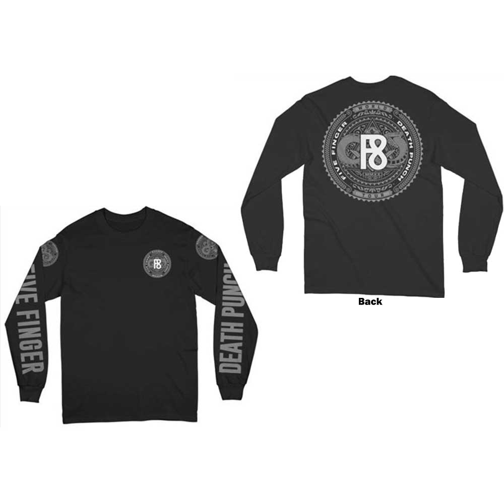 Five Finger Death Punch: F8 World Tour 2020 (Back & Sleeve Print) Long Sleeve – officielt merchandise