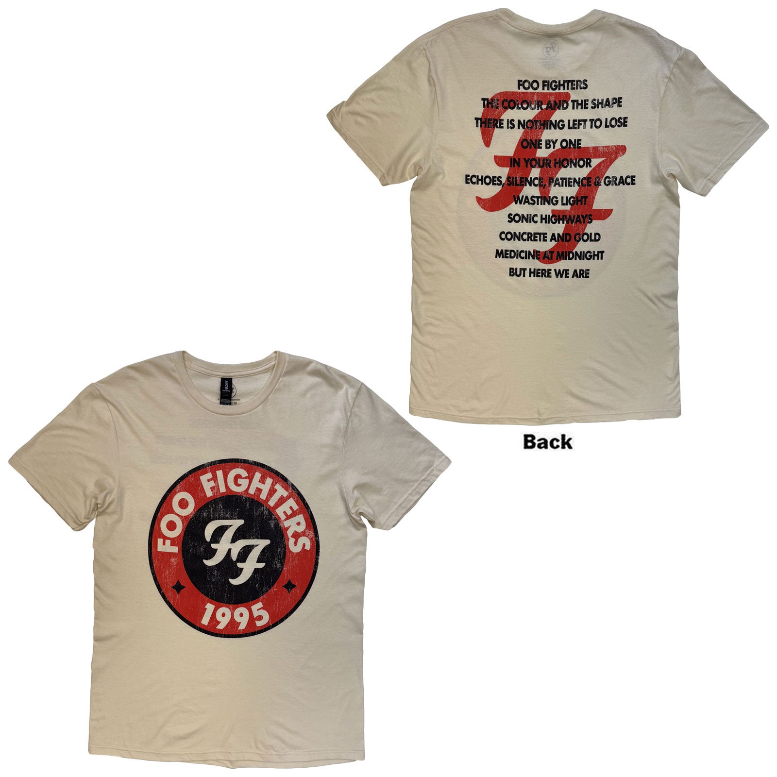 Foo Fighters: 1995 - 2025 Albums (Natural) T-shirt – officielt merchandise