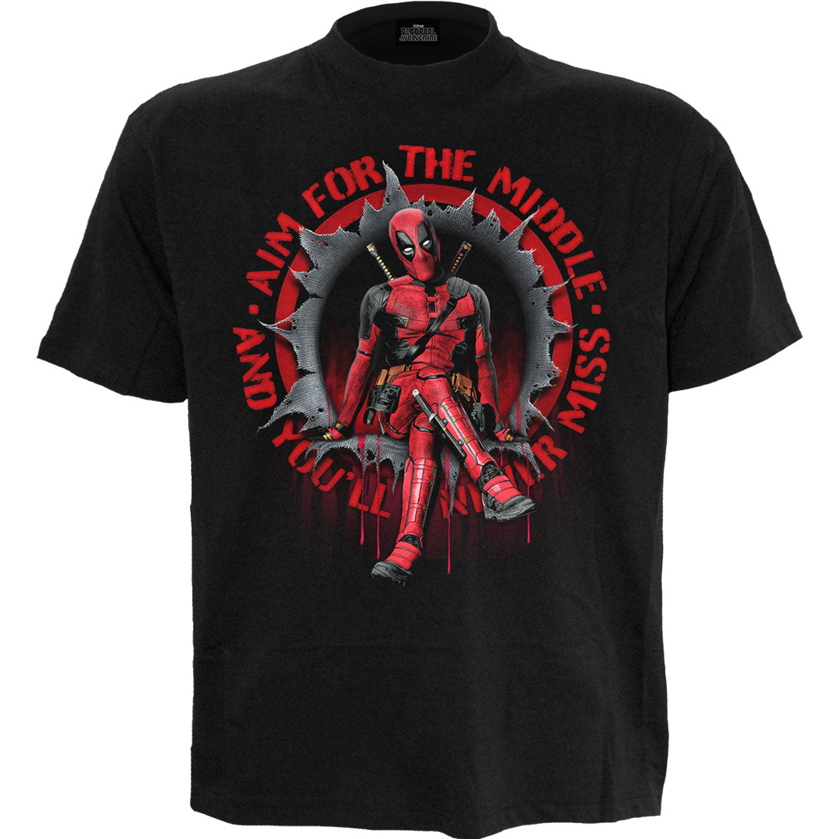 Marvel Comics: Deadpool Aim for the Middle T-shirt – officielt merchandise