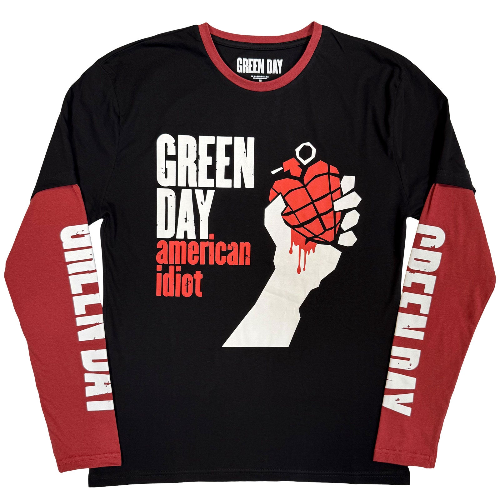 Green Day: American Idiot (Black & Red) (Sleeve Print) Long Sleeve – officielt merchandise