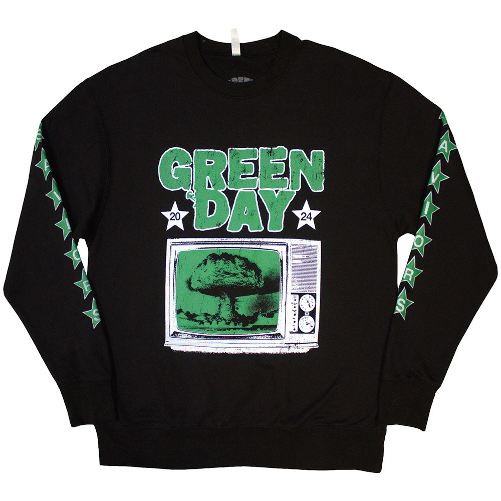 Green Day: TV Explosion Sweatshirt (Sleeve Print)