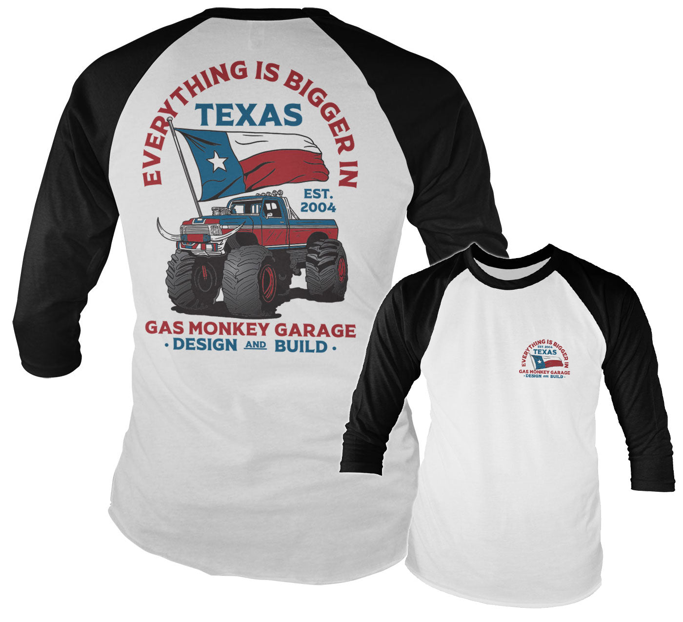 Everything Is Bigger In Texas Baseball Long Sleeve Tee Baseball Long Sleeve Tee fra Gas Monkey Garage