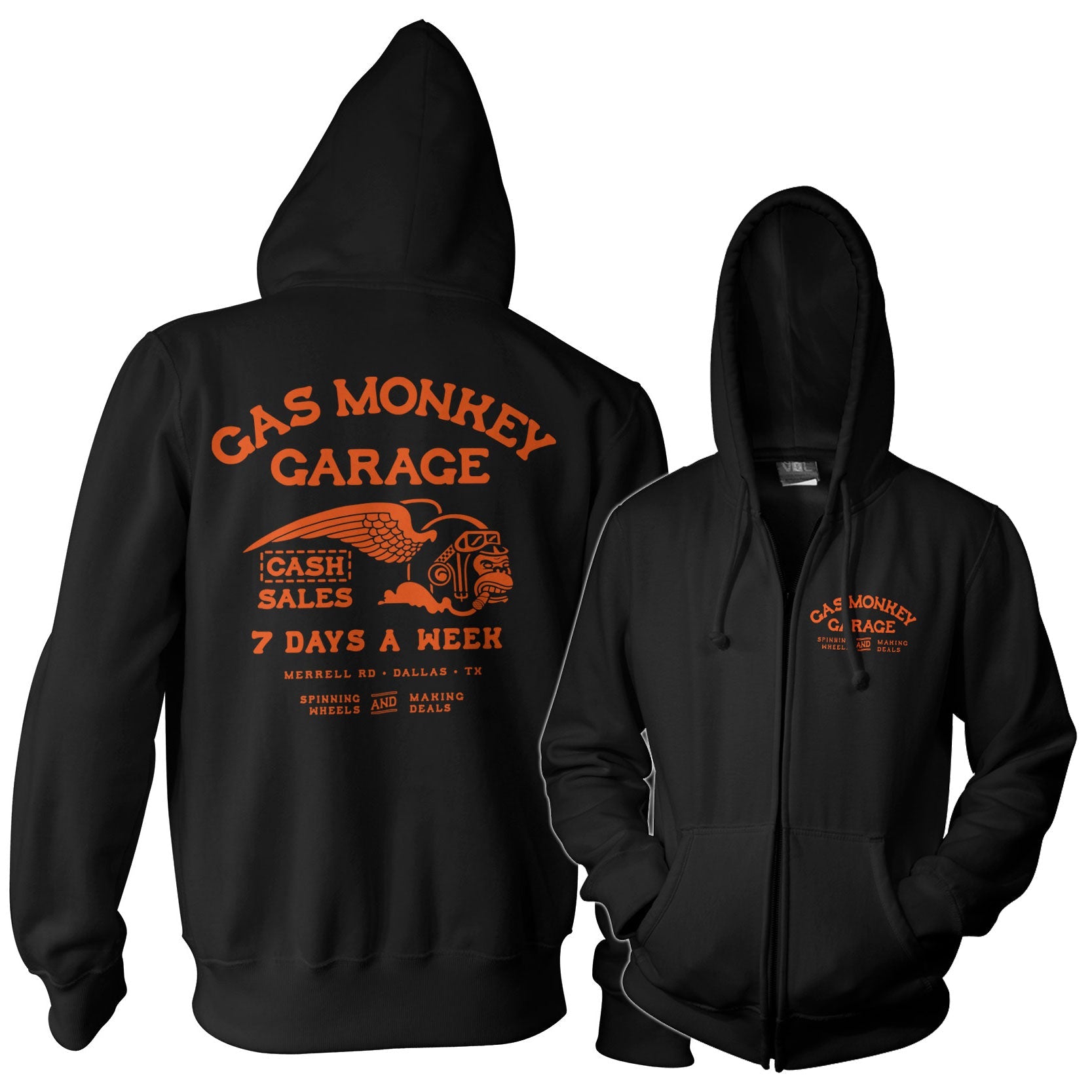 Cash Monkey Zipped Hoodie Zipped Hoodie fra Gas Monkey Garage