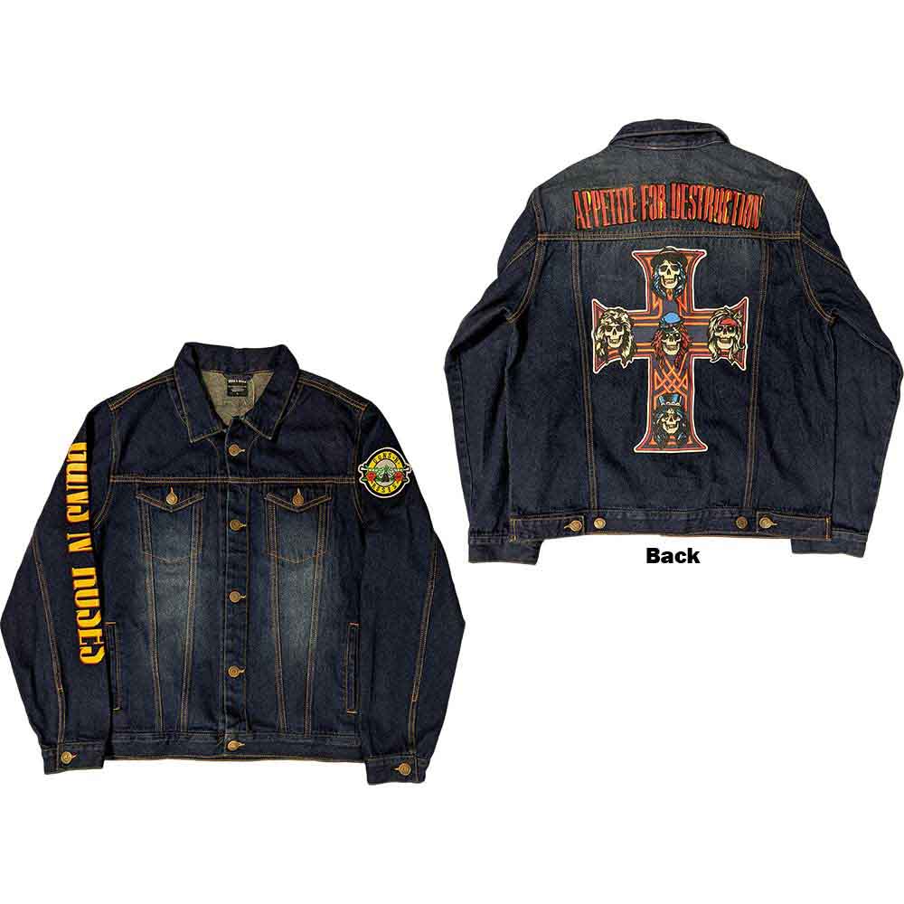 Guns N' Roses: Appetite For Destruction (Denim Blue) (Back & Sleeve Print) Jakke – officielt merchandise