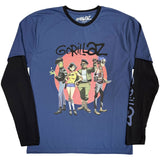 Gorillaz: Group Circle Rise (Denim Blue & Black) (Sleeve Print) Long Sleeve – officielt merchandise