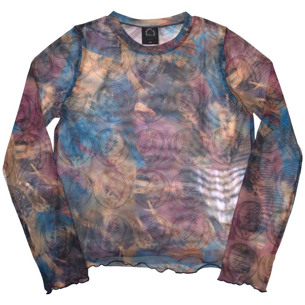 Grateful Dead: Stealy AOP Long Sleeve Crop Top (Kvinder) (Mesh)