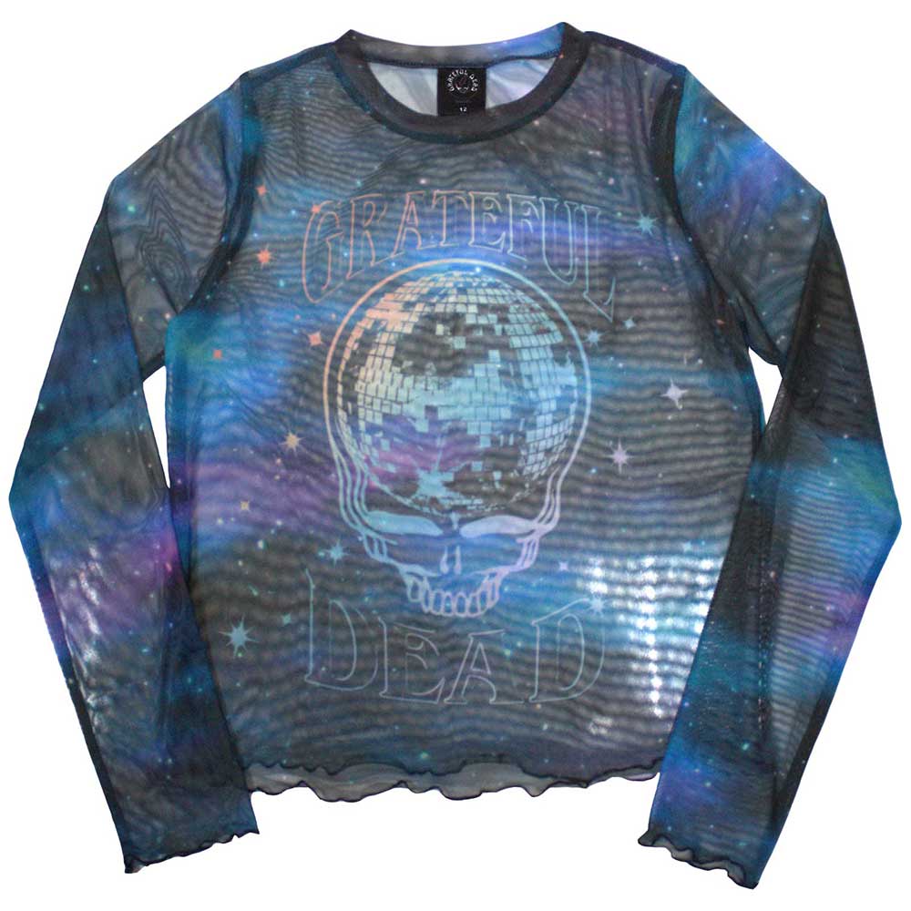 Grateful Dead: Stealy Glitter Ball Long Sleeve Crop Top (Kvinder) (Mesh)