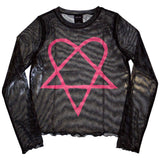 HIM: Pink Heartagram Crop Top (Kvinder) (Mesh)