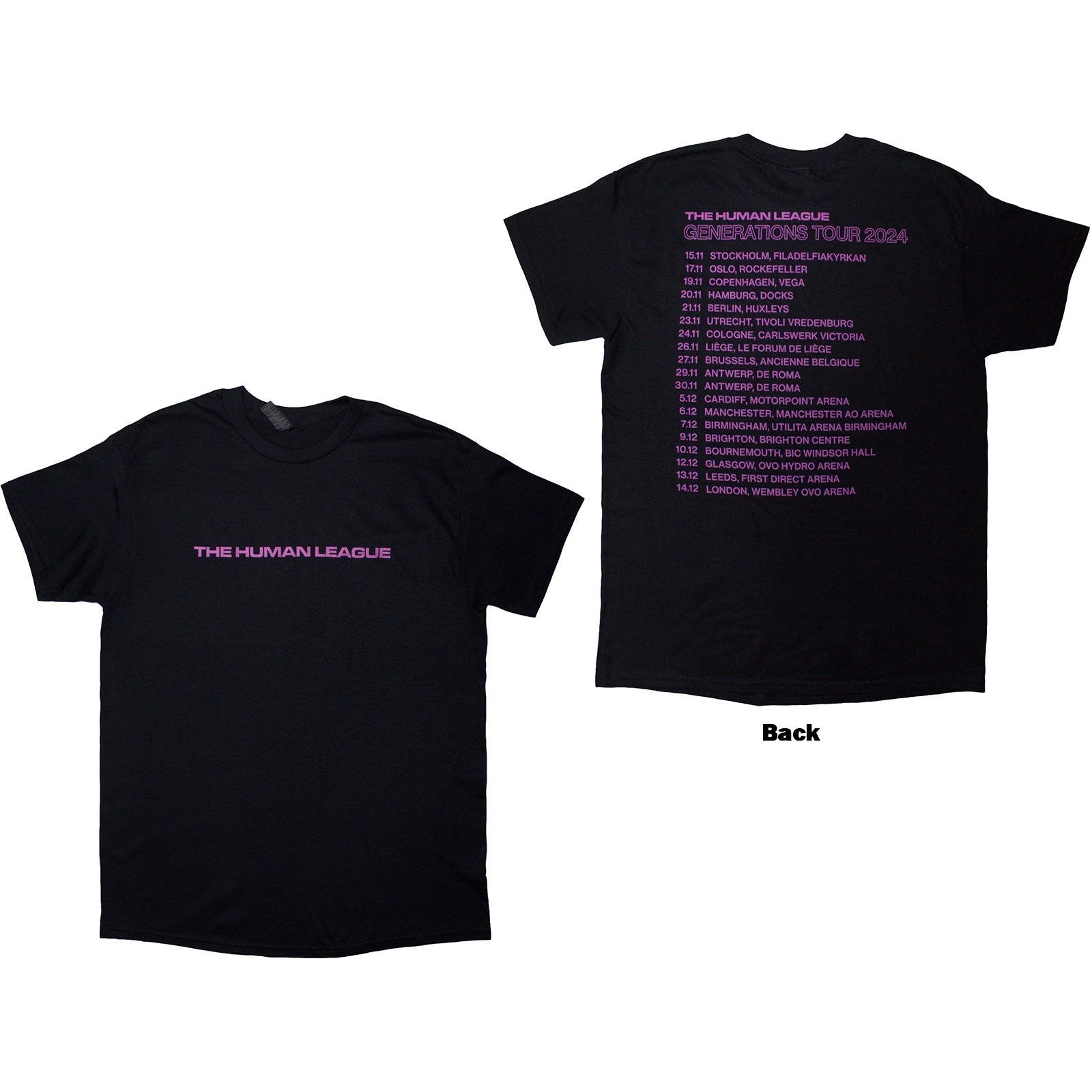 The Human League: Generations Tour '24 Text T-Shirt (Back Print)