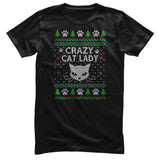 Crazy Cat Lady Christmas Pattern Tee