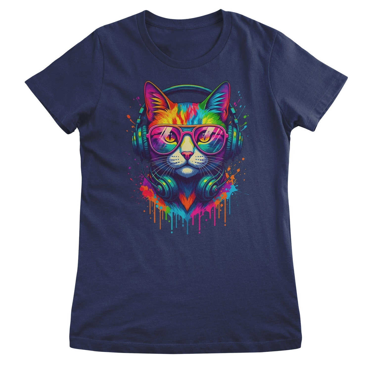 Colorful Cat Splash Girly Top