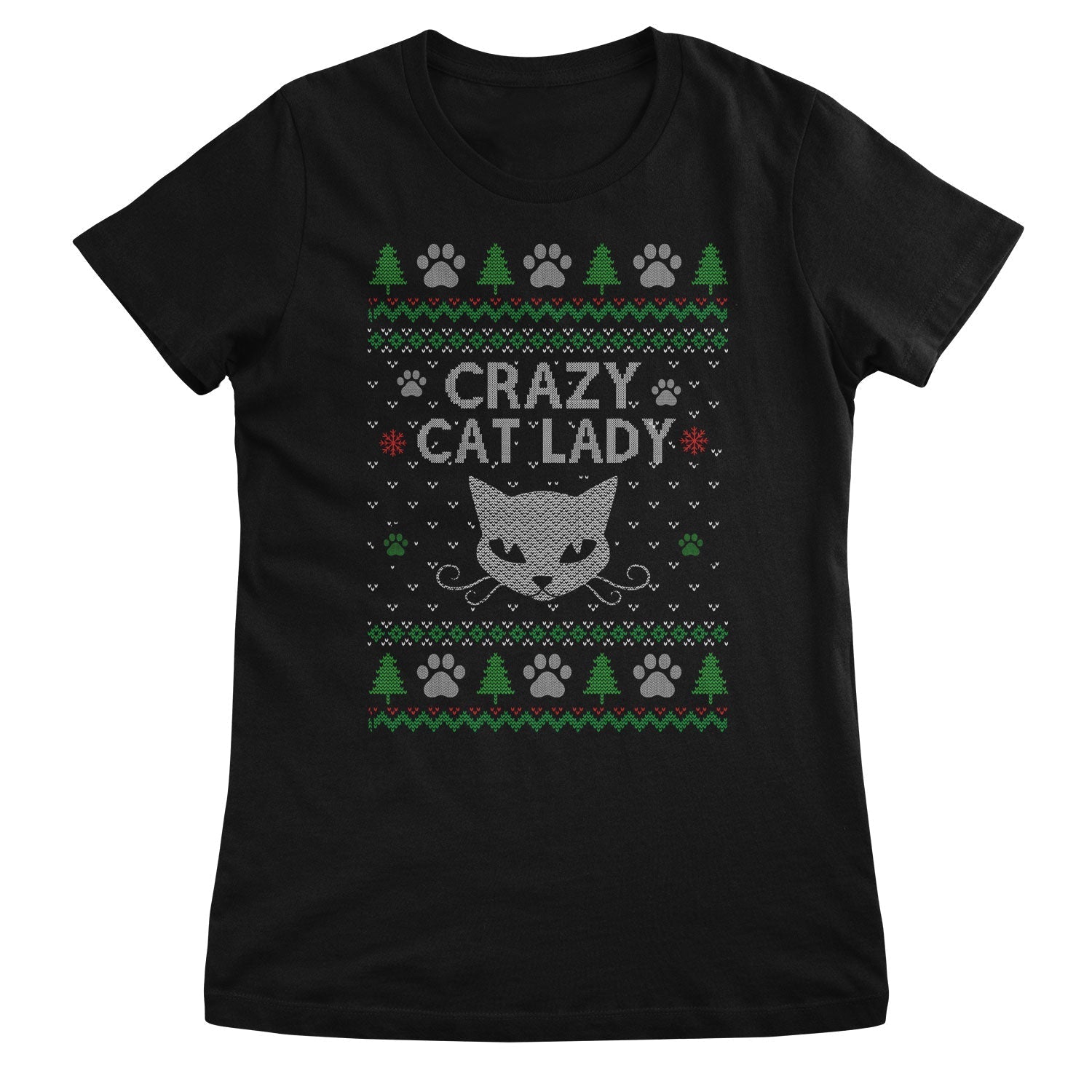 Crazy Cat Lady Christmas Pattern Girly Top