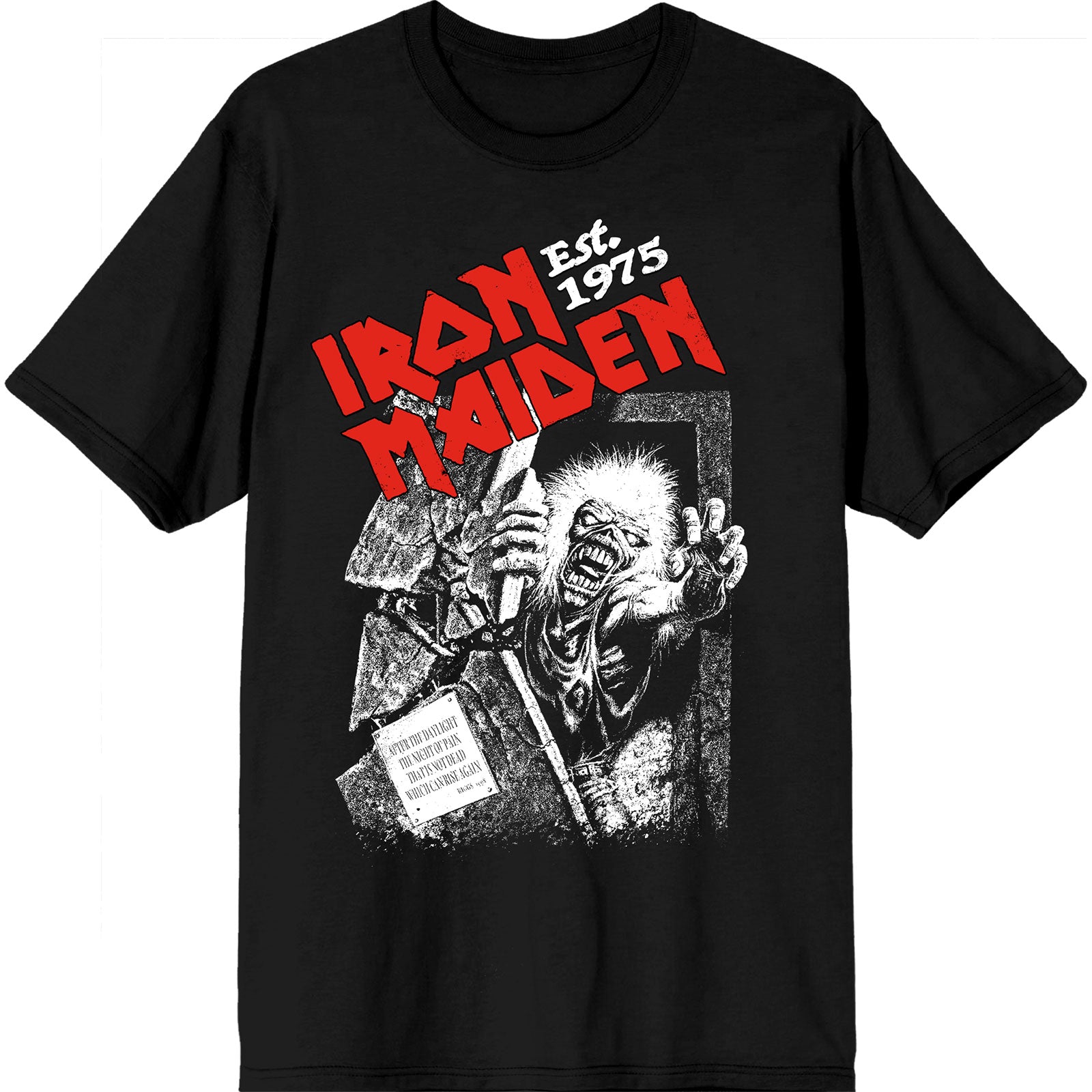 Iron Maiden: Est. 1975 No Prayer Grave Red Logo T-Shirt