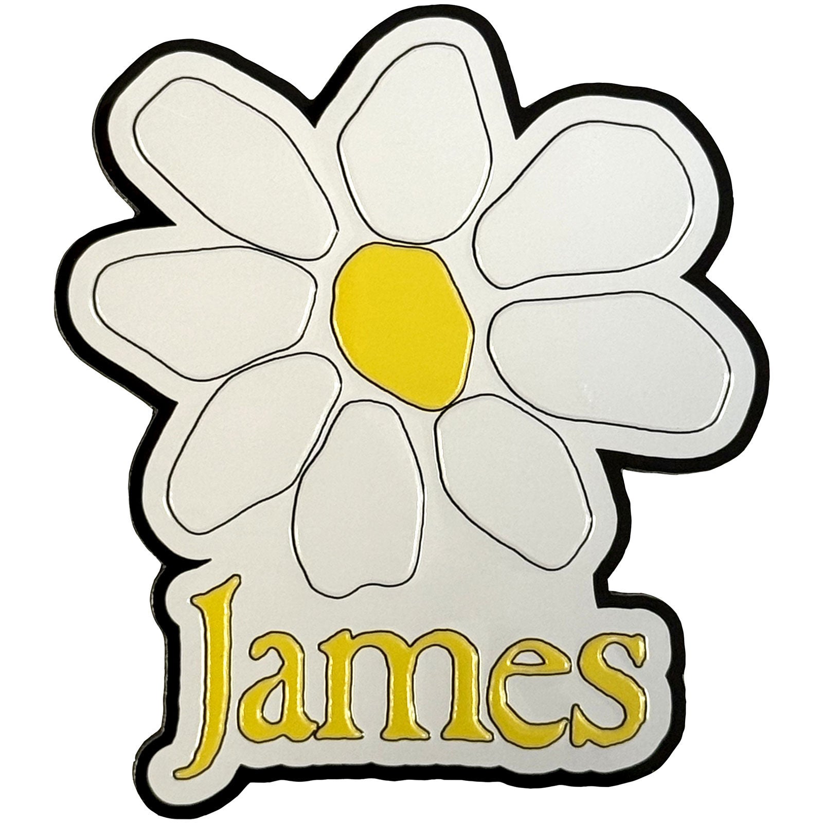 James: Yellow Logo White Daisy Magnet – officielt merchandise