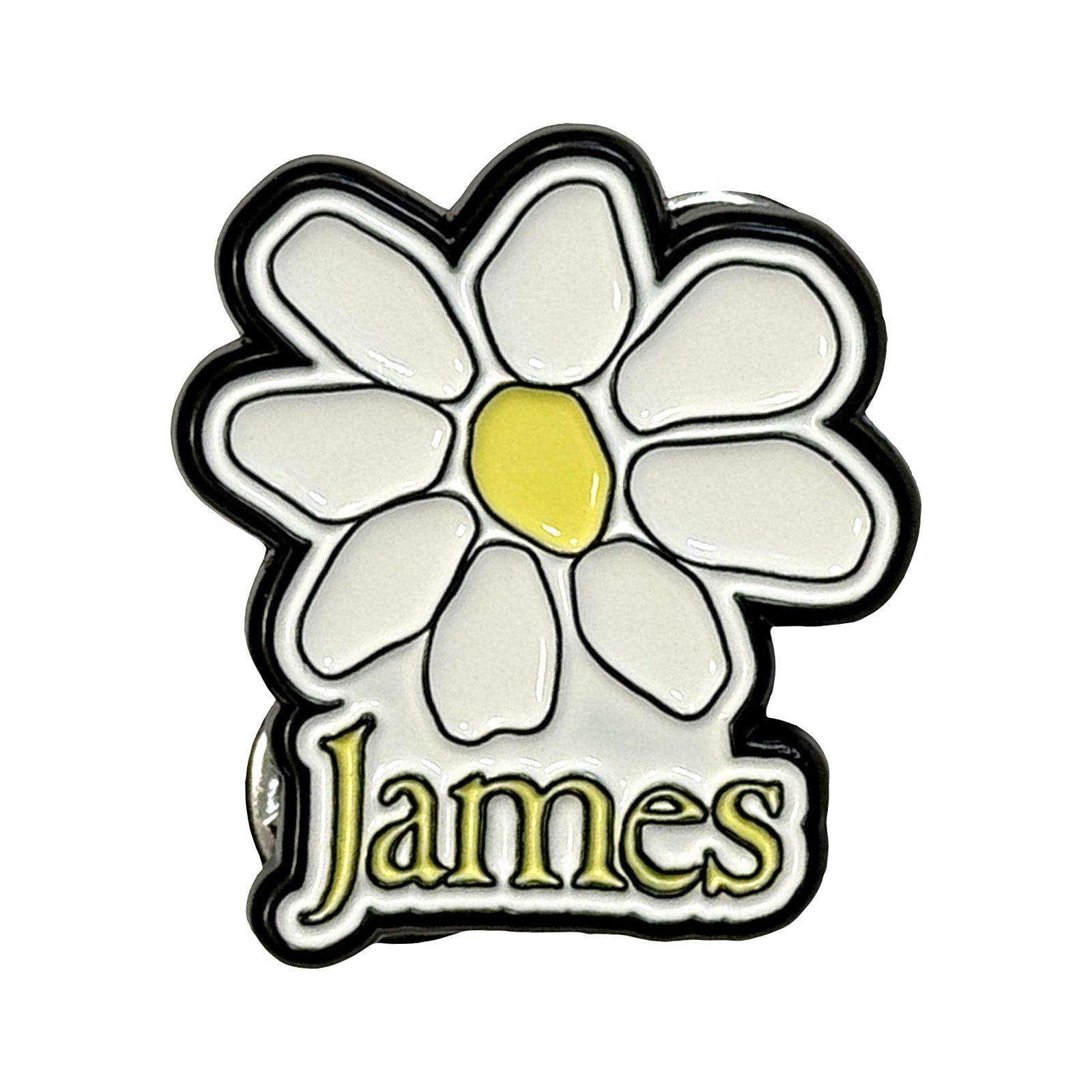 James: Yellow Logo White Daisy Pin badge – officielt merchandise