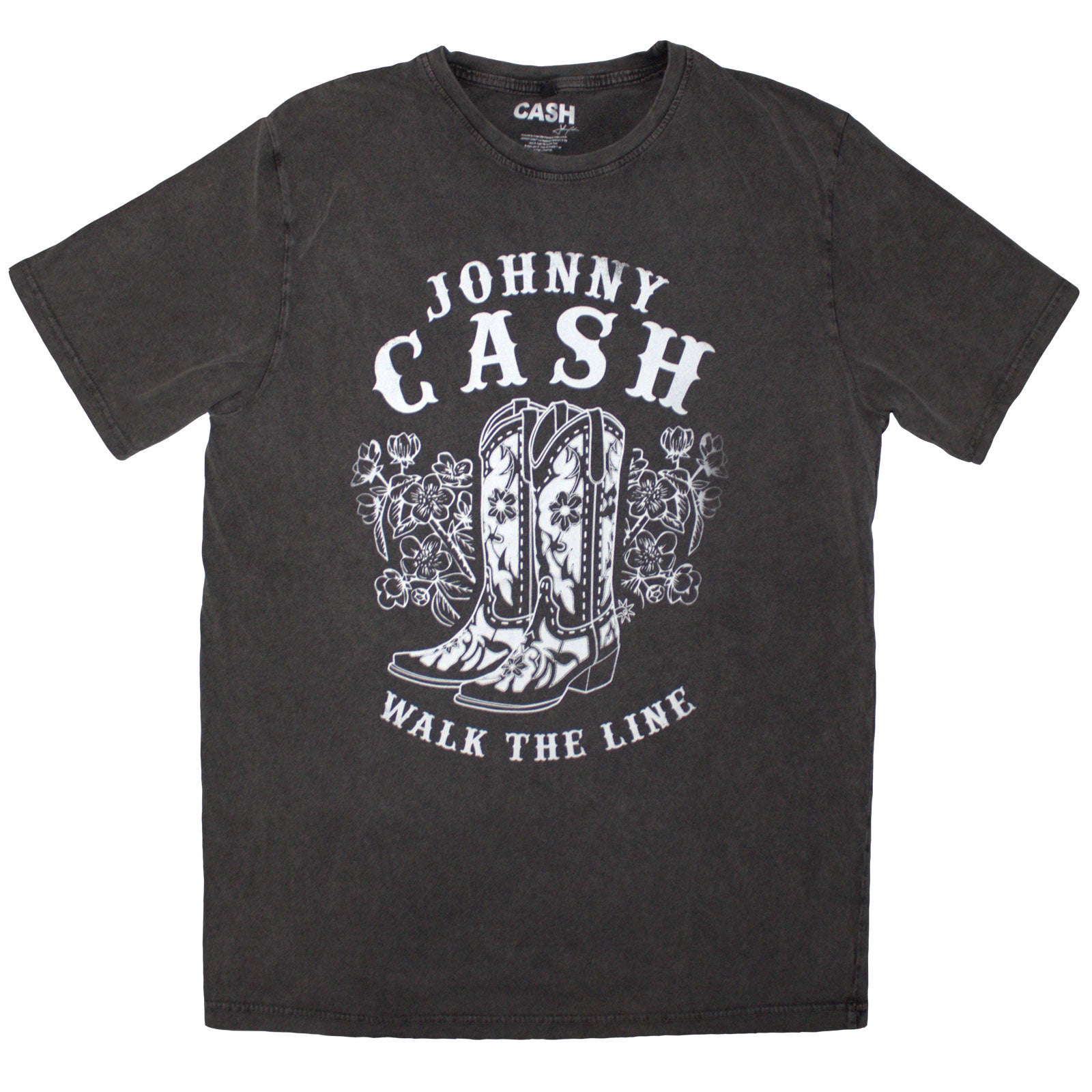 Johnny Cash: Walk The Line Boots Stone Wash T-Shirt (Wash)