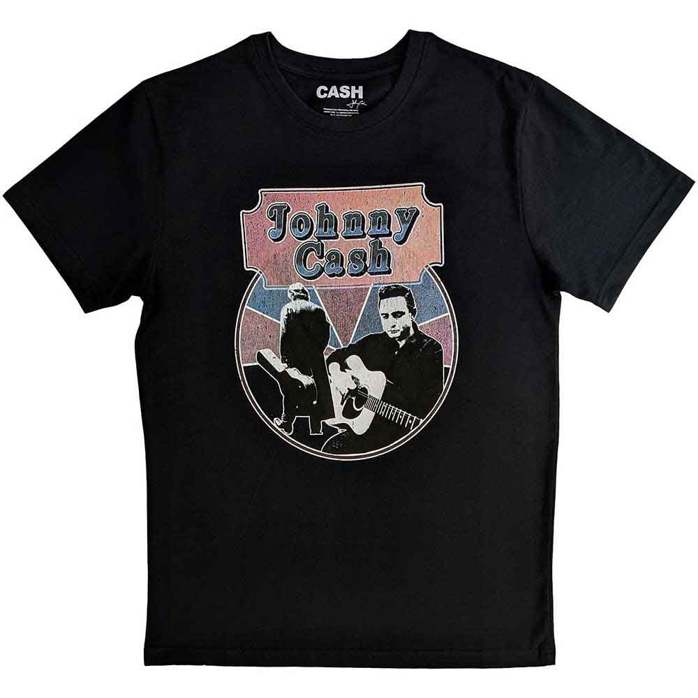 Johnny Cash: Walking Guitar & Front On T-shirt – officielt merchandise