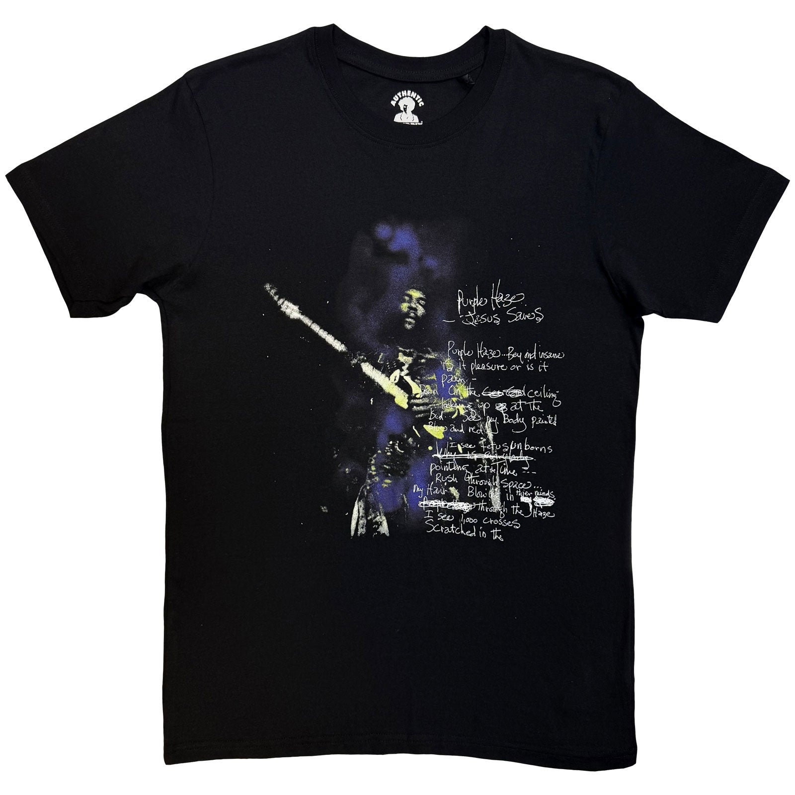 Jimi Hendrix: Purple Haze Lyrics T-shirt – officielt merchandise
