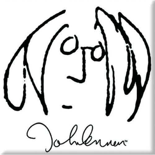 John Lennon: Self Portrait Black On White Magnet – officielt merchandise