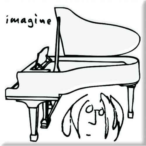 John Lennon: Imagine Black On White Magnet – officielt merchandise