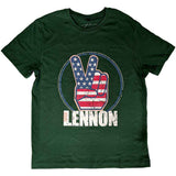 John Lennon: Peace Fingers US Flag T-shirt – officielt merchandise