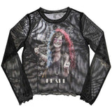 Janis Joplin: Pearl Garden Long Sleeve Crop Top (Kvinder) (Mesh)