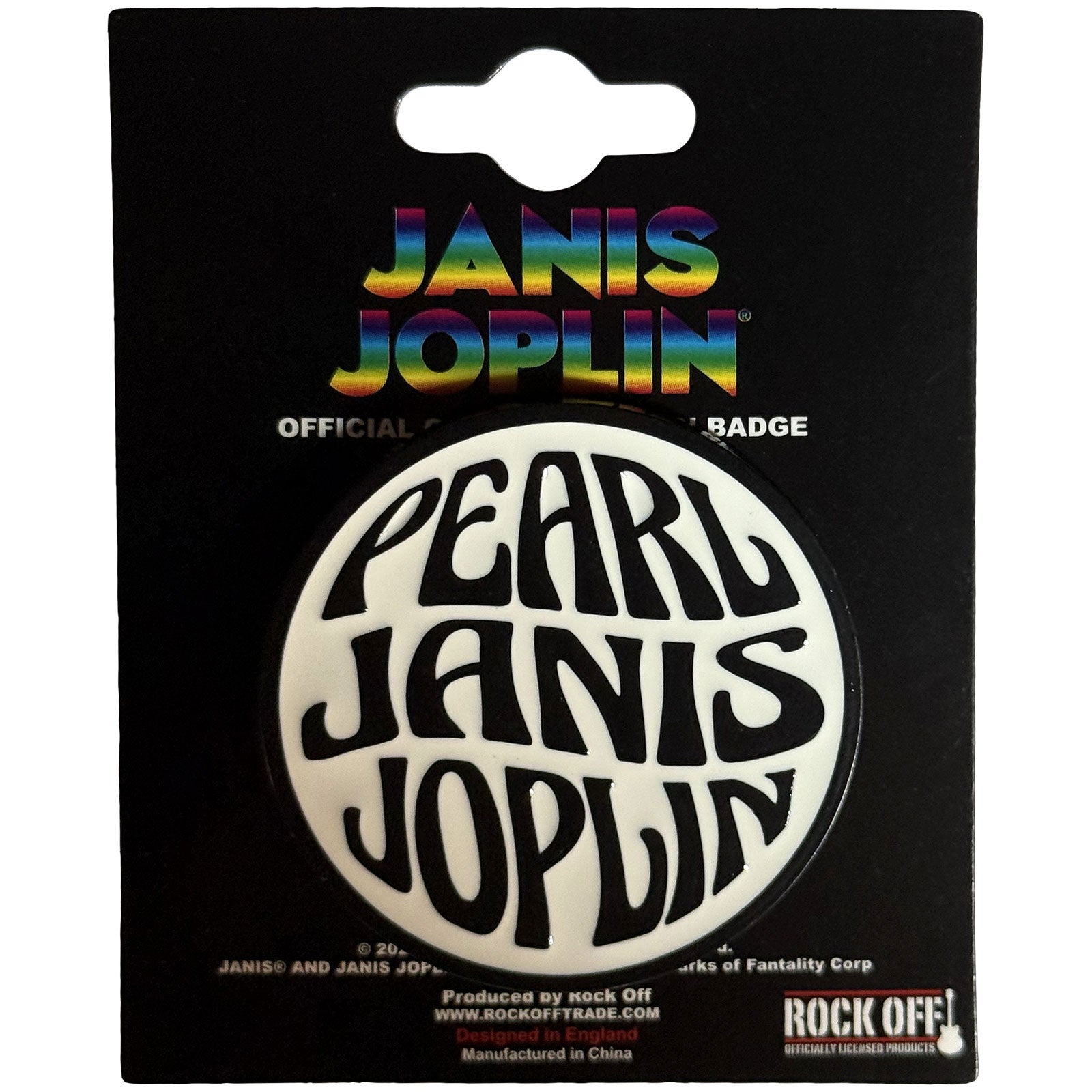 Janis Joplin: Pearl Emblem Mono Pin Badge