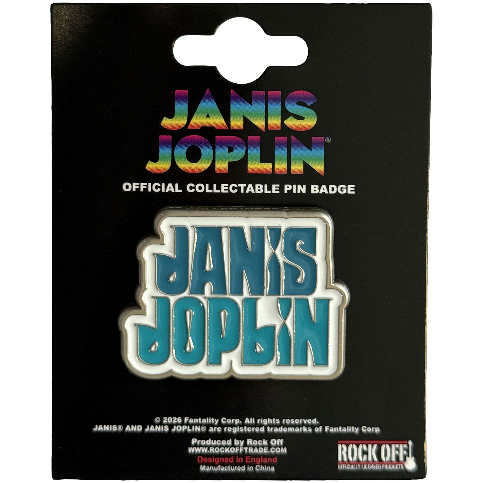 Janis Joplin: Stacked Logo Pin badge – officielt merchandise
