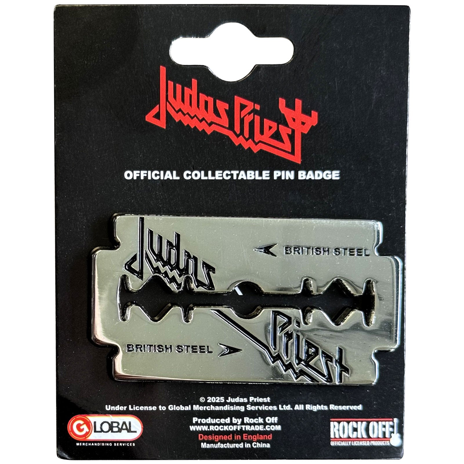 Judas Priest: British Steel Razor Blade Pin Badge