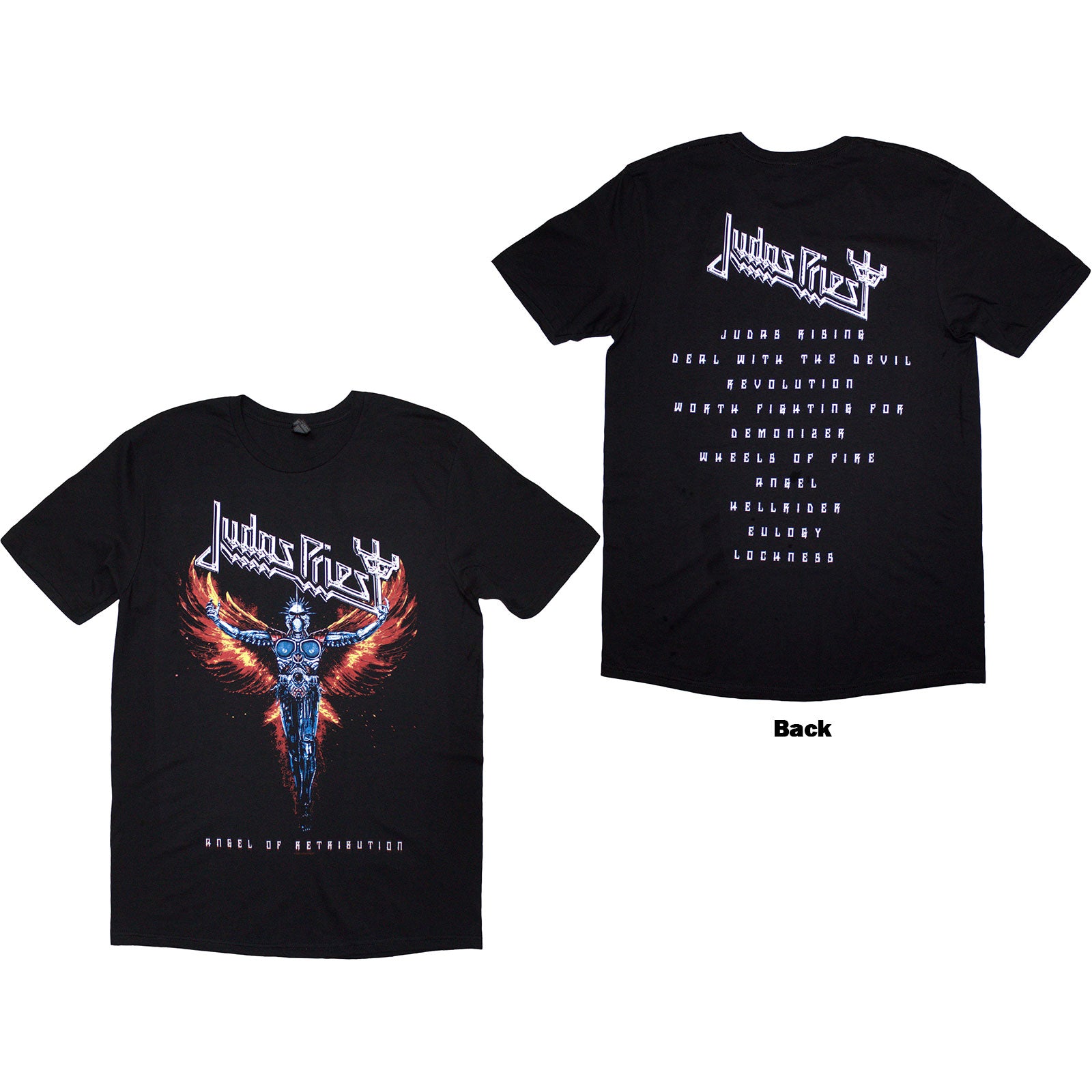 Judas Priest: Angel Of Retribution Tracklist T-Shirt (Back Print)