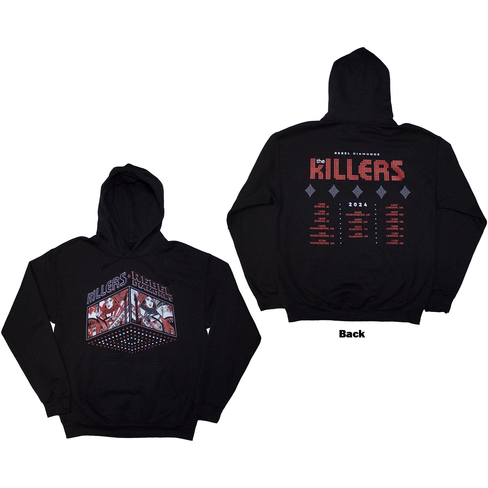 The Killers: Tour '24 Rebel Diamonds Pullover Hoodie (Back Print)