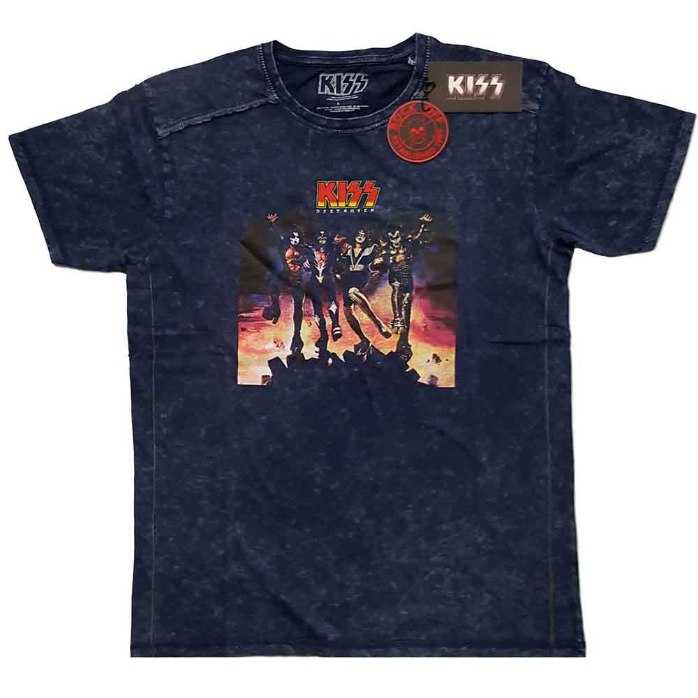 KISS: Destroyer (Navy Blue) (Wash Collection) T-shirt – officielt merchandise