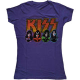KISS: Logo - Faces & Icons (Purple) T-shirt – officielt merchandise