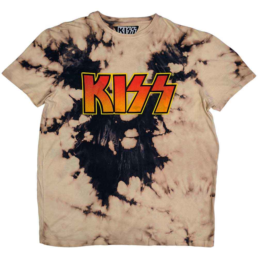 KISS: Classic Logo (Dip Dye Tan And Black) (Wash Collection) T-shirt – officielt merchandise