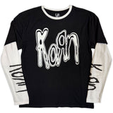 Korn: Metallic Logo (Black & White) (Sleeve Print) Long Sleeve – officielt merchandise