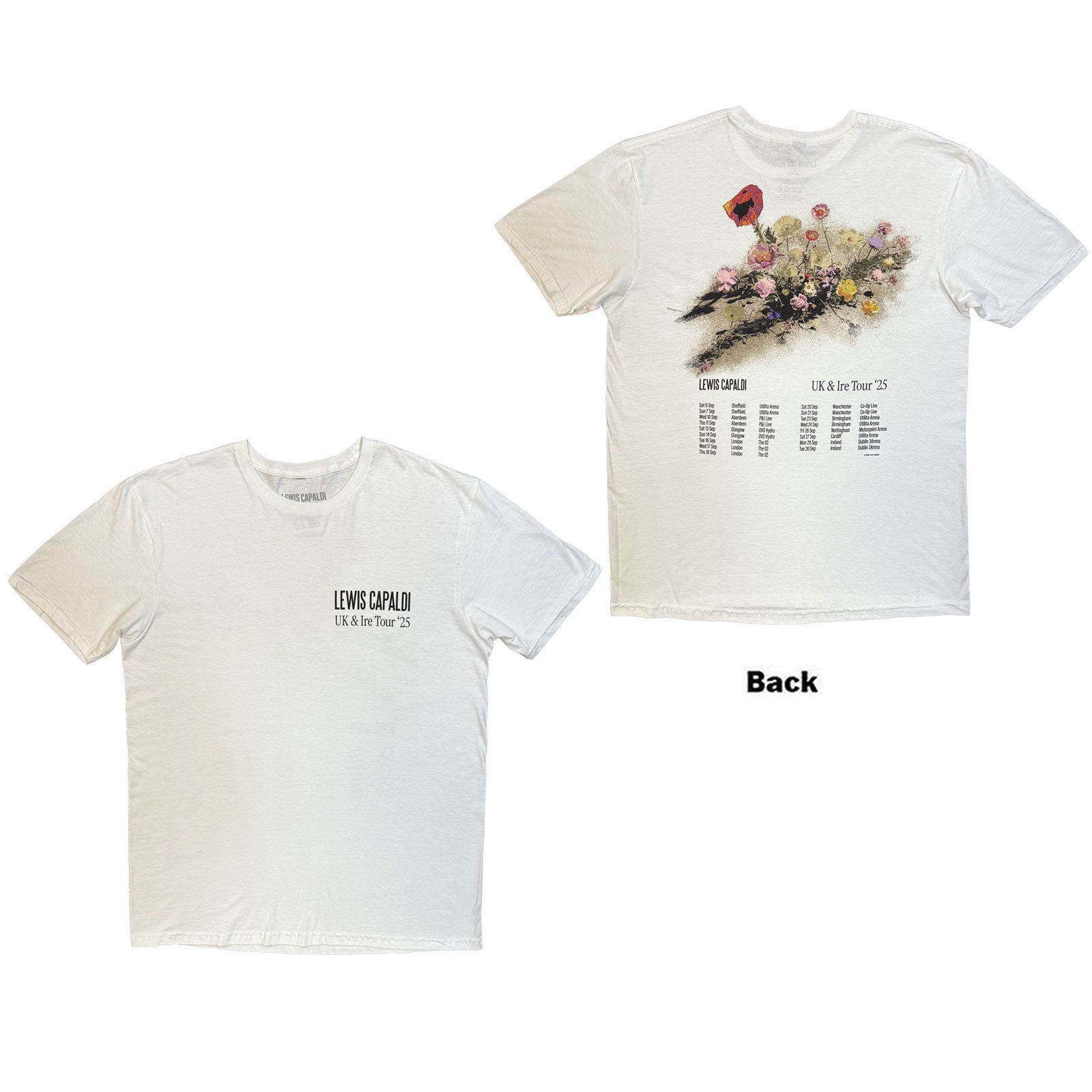 Lewis Capaldi: Flowers UK Tour '25 T-Shirt (Back Print)