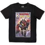 Marvel Comics: Wolverine Carrying Deadpool  Stone Wash T-Shirt (Wash)